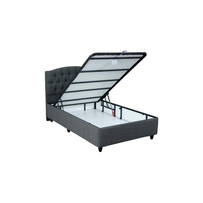 Κρεβάτι μονό "LANSE" από μπουκλέ ύφασμα σε ανθρακί χρώμα 120x200