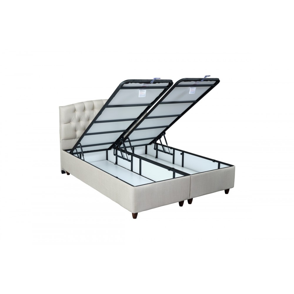 Κρεβάτι διπλό "LANSE" από μπουκλέ ύφασμα σε κρεμ χρώμα 160x200