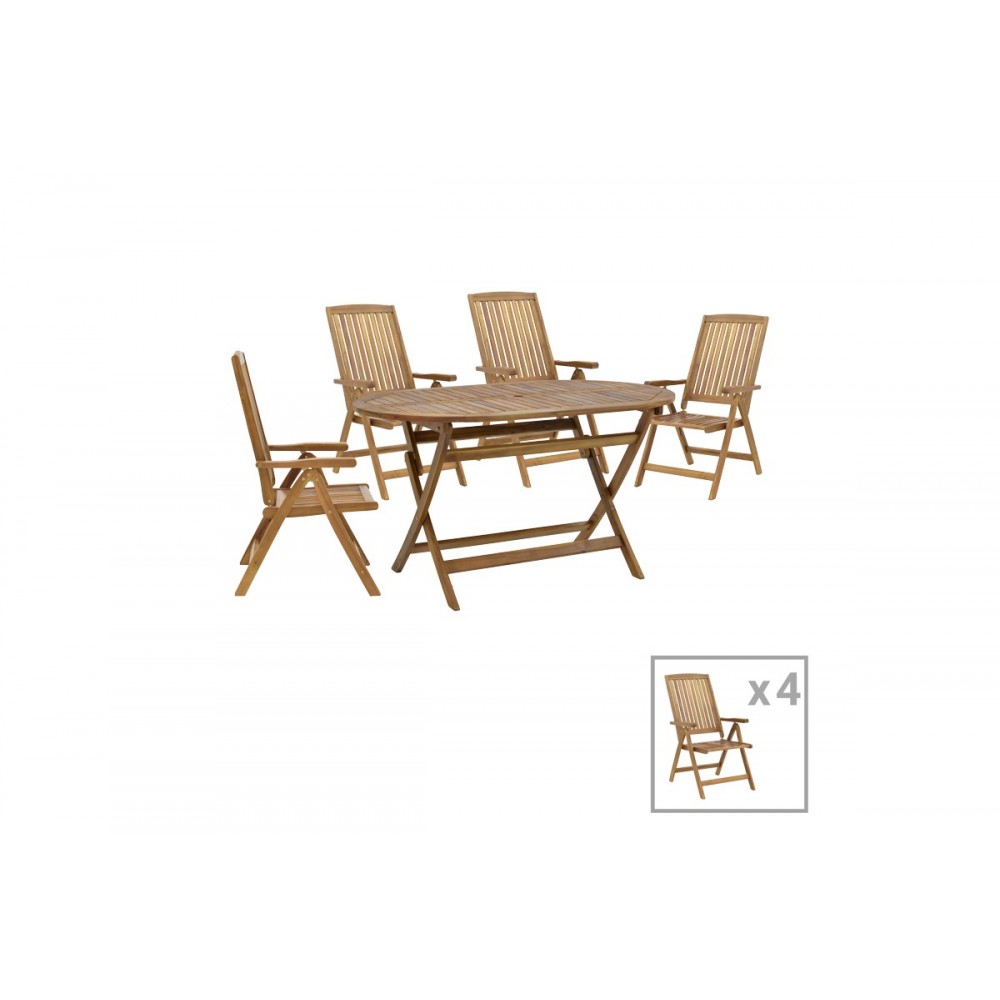 Τραπεζαρία 5τμχ "ZERCO-FALOV" από ξύλο σε φυσικό χρώμα 130x80x72