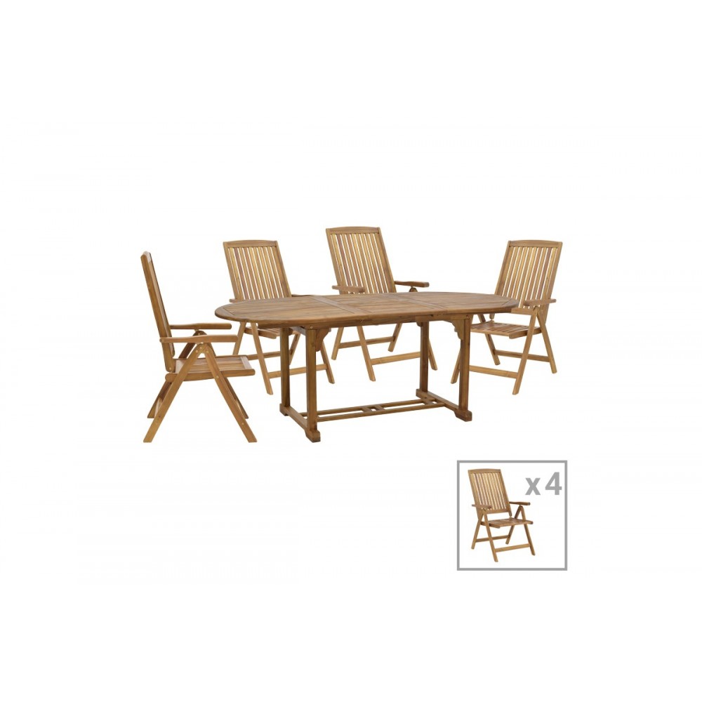 Τραπεζαρία 5τμχ "ZERCO-SOPHO I" από ξύλο σε φυσικό χρώμα 200/150x100x75