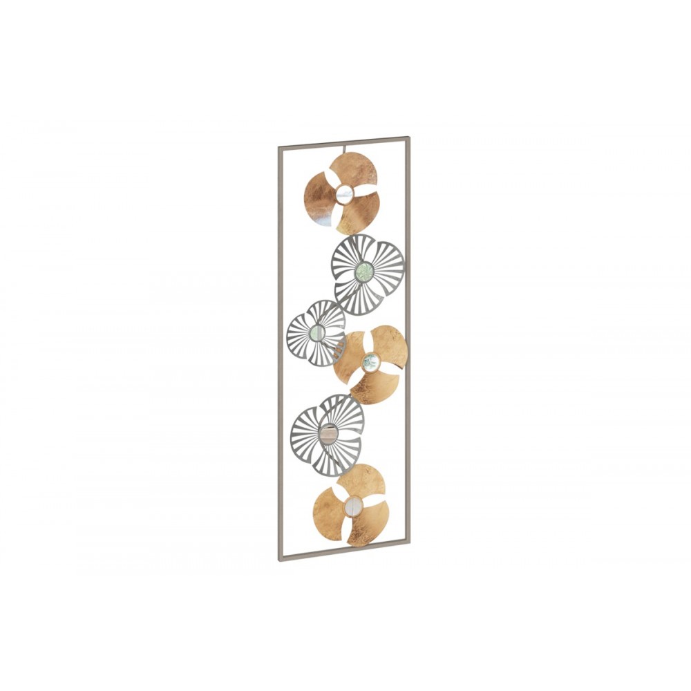 Διακοσμητικό τοίχου "BLOMMA" από μέταλλο σε αντικέ χρυσό χρώμα 31x3.5x90