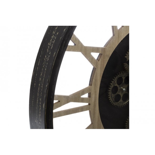 Ρολόι τοίχου "PAUL" από μέταλλο/mdf σε μαύρο/φυσικό χρώμα Φ57x6