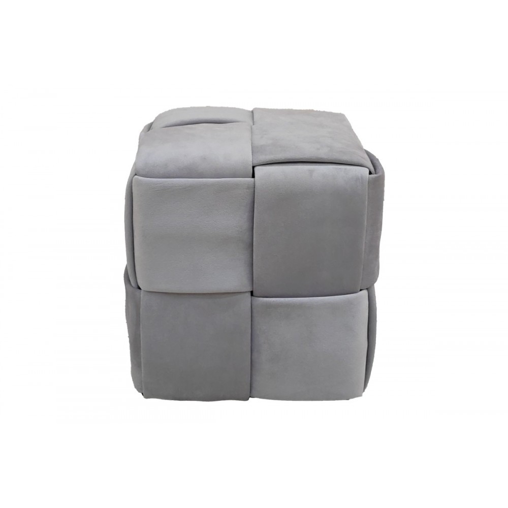 Σκαμπό "JISKO" από βελούδο σε γκρι χρώμα 38x38x40