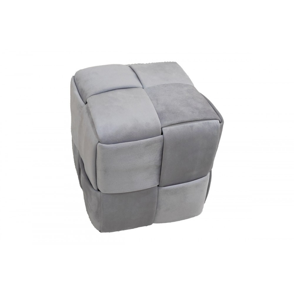 Σκαμπό "JISKO" από βελούδο σε γκρι χρώμα 38x38x40