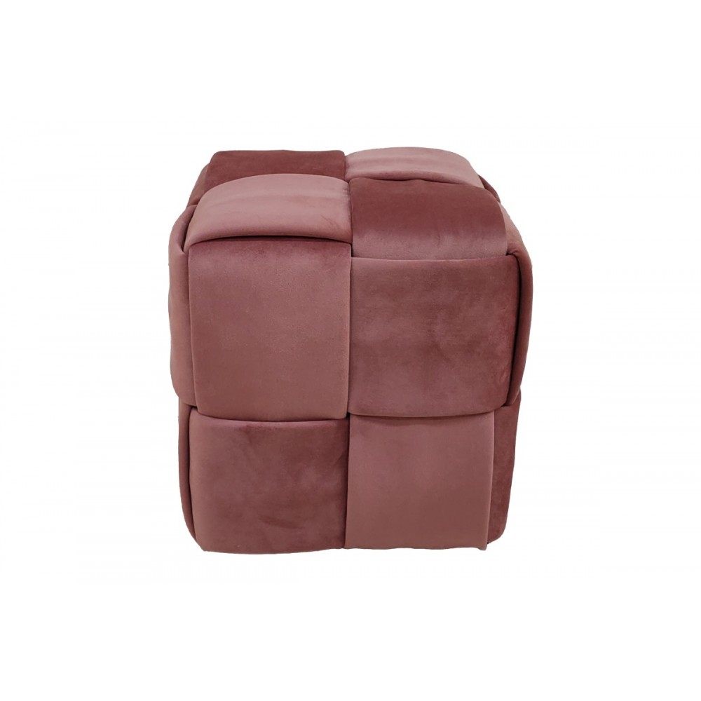 Σκαμπό "JISKO" από βελούδο σε χρώμα σάπιο μήλο 38x38x40