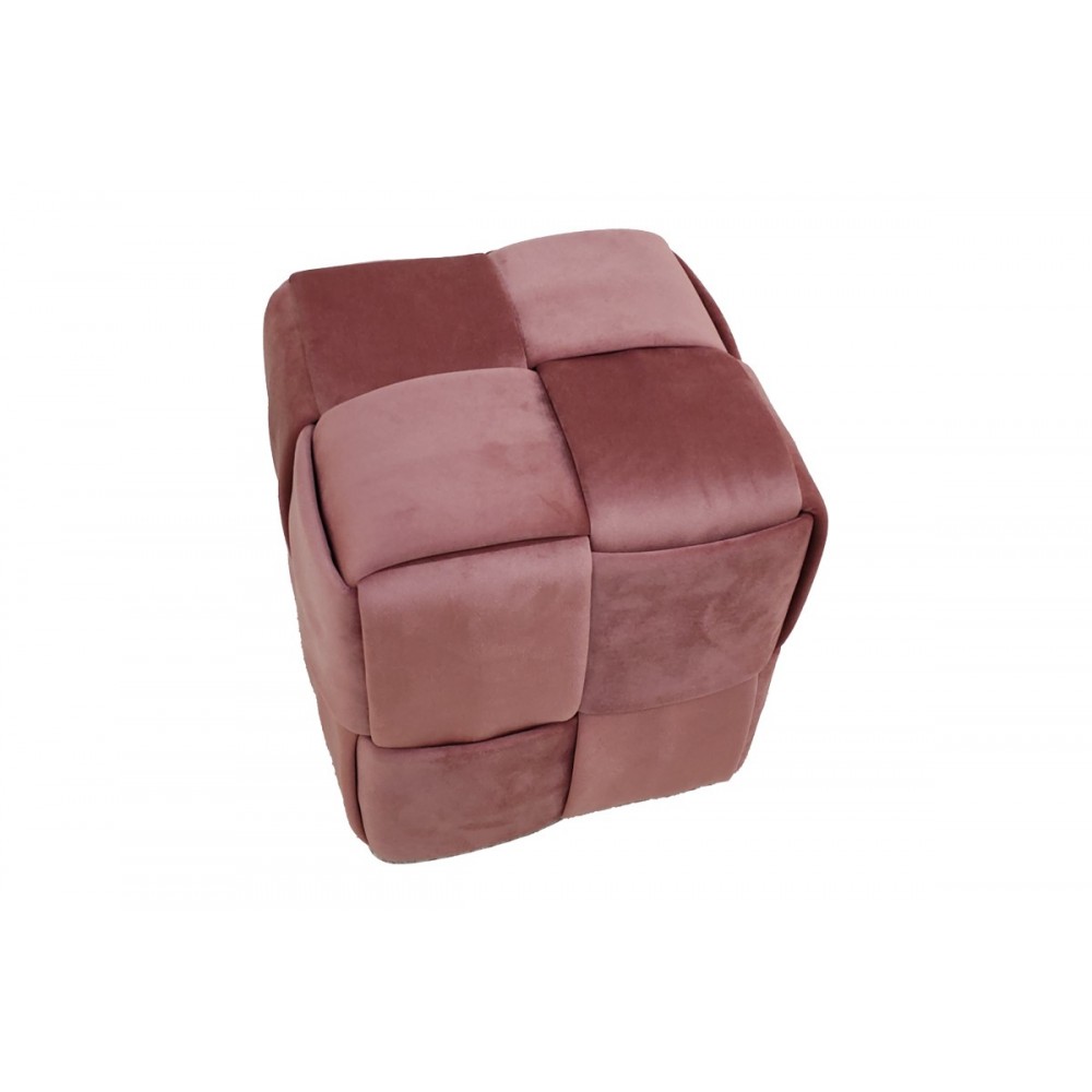 Σκαμπό "JISKO" από βελούδο σε χρώμα σάπιο μήλο 38x38x40