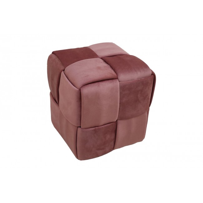 Σκαμπό "JISKO" από βελούδο σε χρώμα σάπιο μήλο 38x38x40