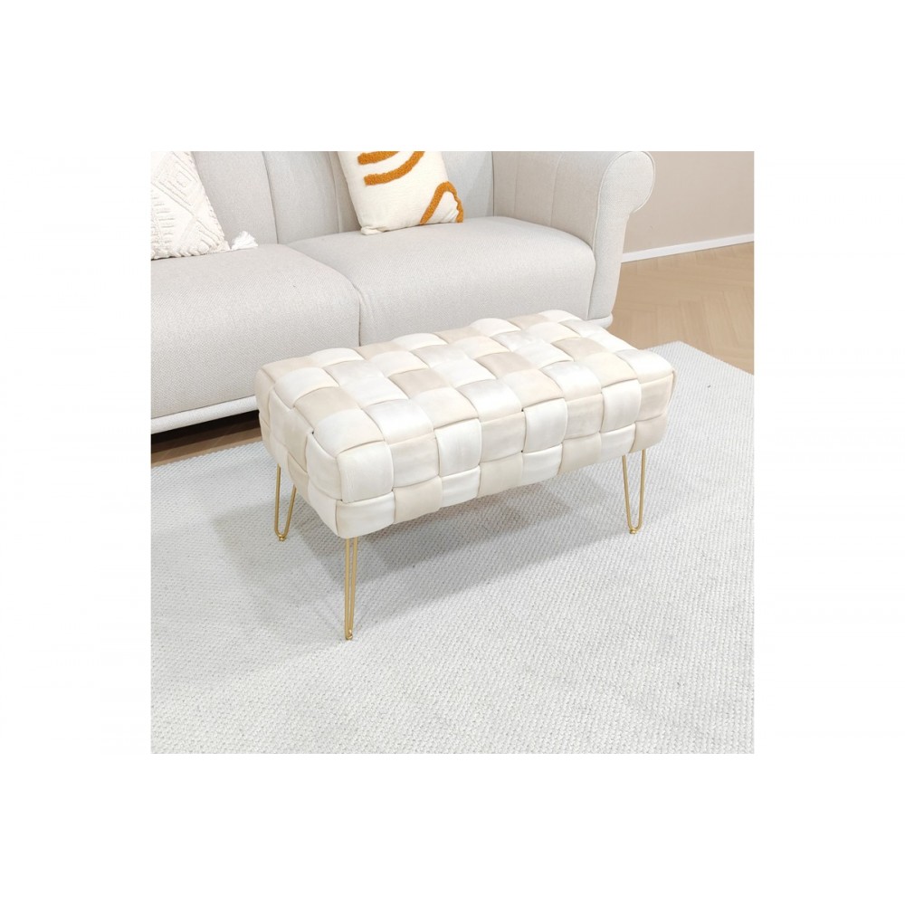 Σκαμπό "WENZO" από βελούδο σε χρώμα μπεζ 82x43x46