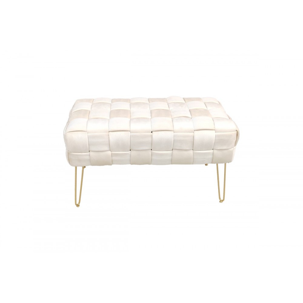 Σκαμπό "WENZO" από βελούδο σε χρώμα μπεζ 82x43x46