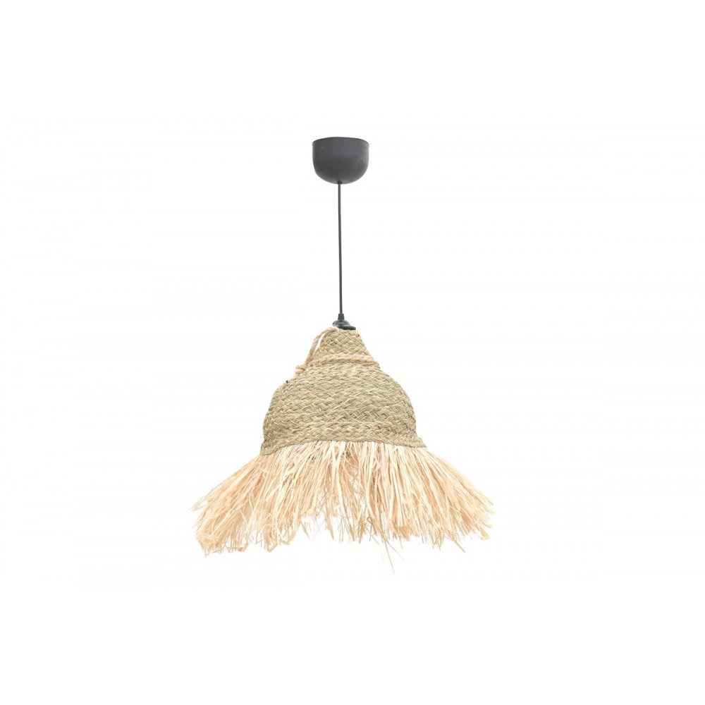 Φωτιστικό οροφής "BOHER" από ψάθα σε φυσικό χρώμα Φ33x76