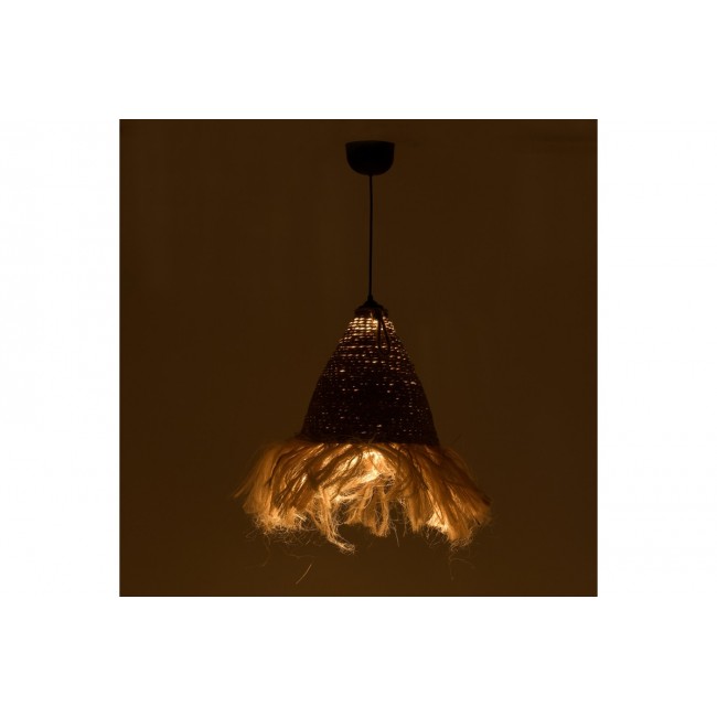 Φωτιστικό οροφής "GEOLE" από ψάθα σε φυσικό χρώμα Φ30x84