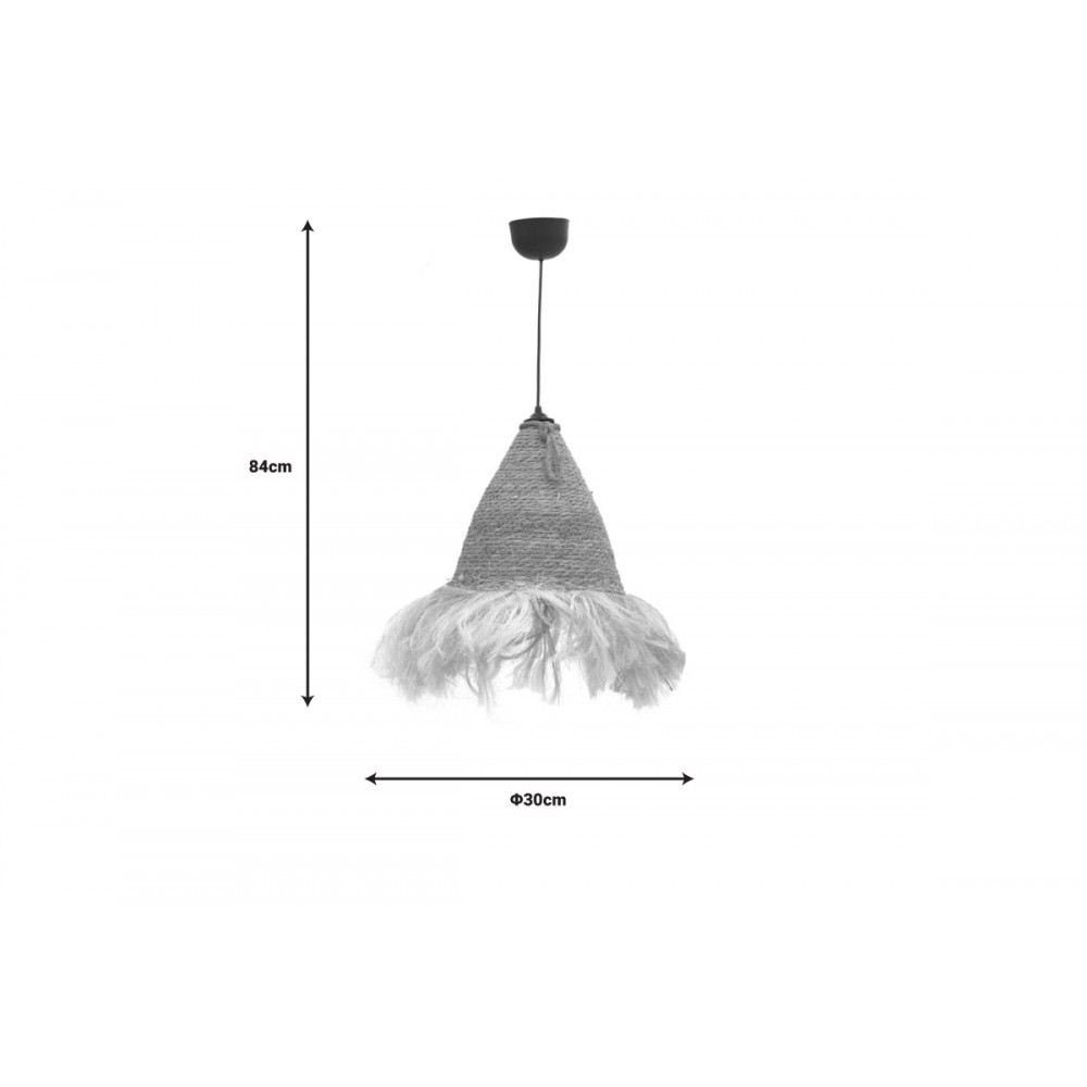 Φωτιστικό οροφής "GEOLE" από ψάθα σε φυσικό χρώμα Φ30x84