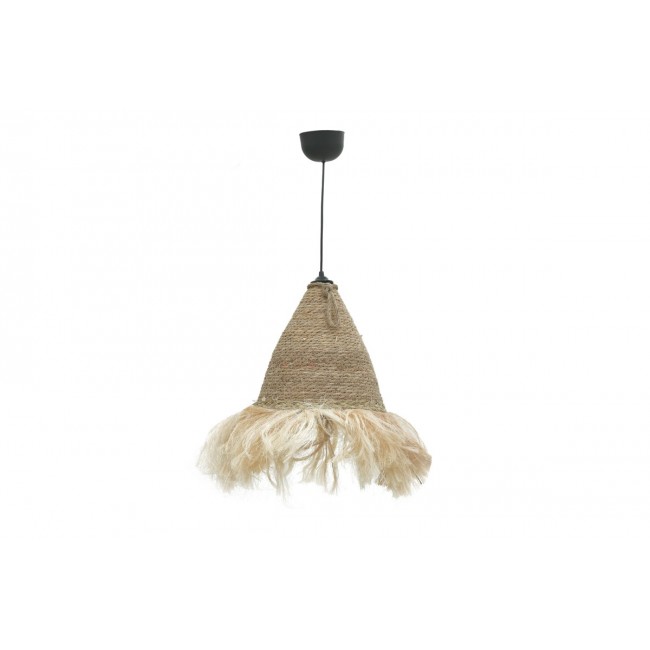 Φωτιστικό οροφής "GEOLE" από ψάθα σε φυσικό χρώμα Φ30x84