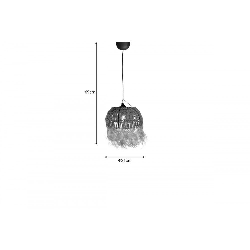 Φωτιστικό οροφής "BOWLER" από ψάθα σε φυσικό χρώμα Φ31x69