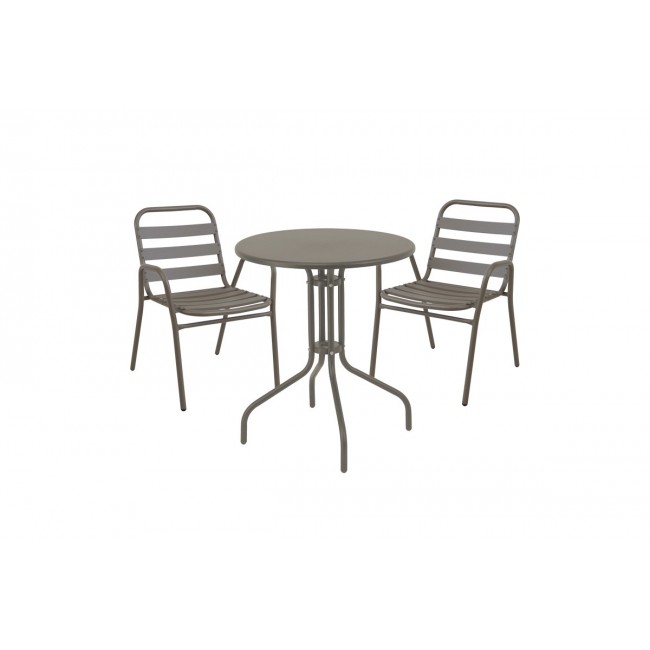 Tραπεζαρία 3τμχ "SUSSIE-VERGO" από μέταλλο/αλουμίνιο σε σαμπανιζέ χρώμα Φ60x70