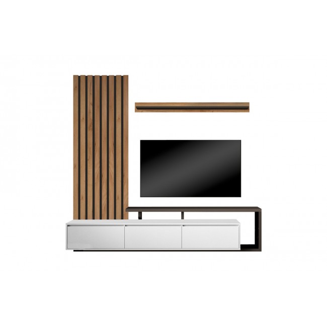 Σύνθετο σαλονιού "CLAIRONSE" σε φυσικό/ανθρακί χρώμα 225x37.6x210