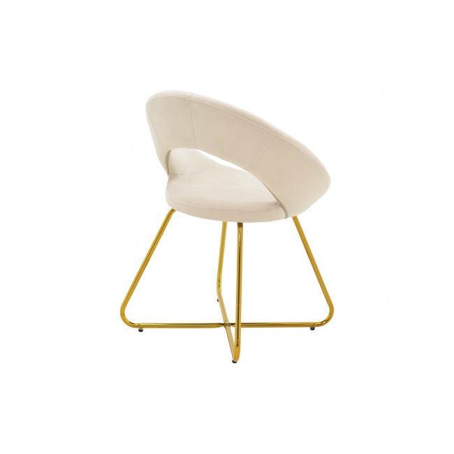 Πολυθρόνα "VALENTINA" από βελούδο/μέταλλο σε μπεζ/χρυσό χρώμα 65x60x82