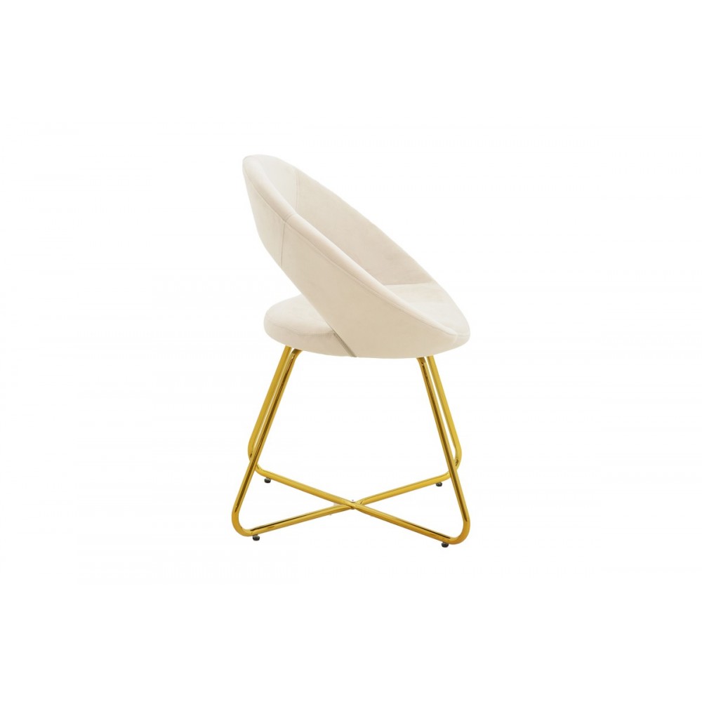 Πολυθρόνα "VALENTINA" από βελούδο/μέταλλο σε μπεζ/χρυσό χρώμα 65x60x82