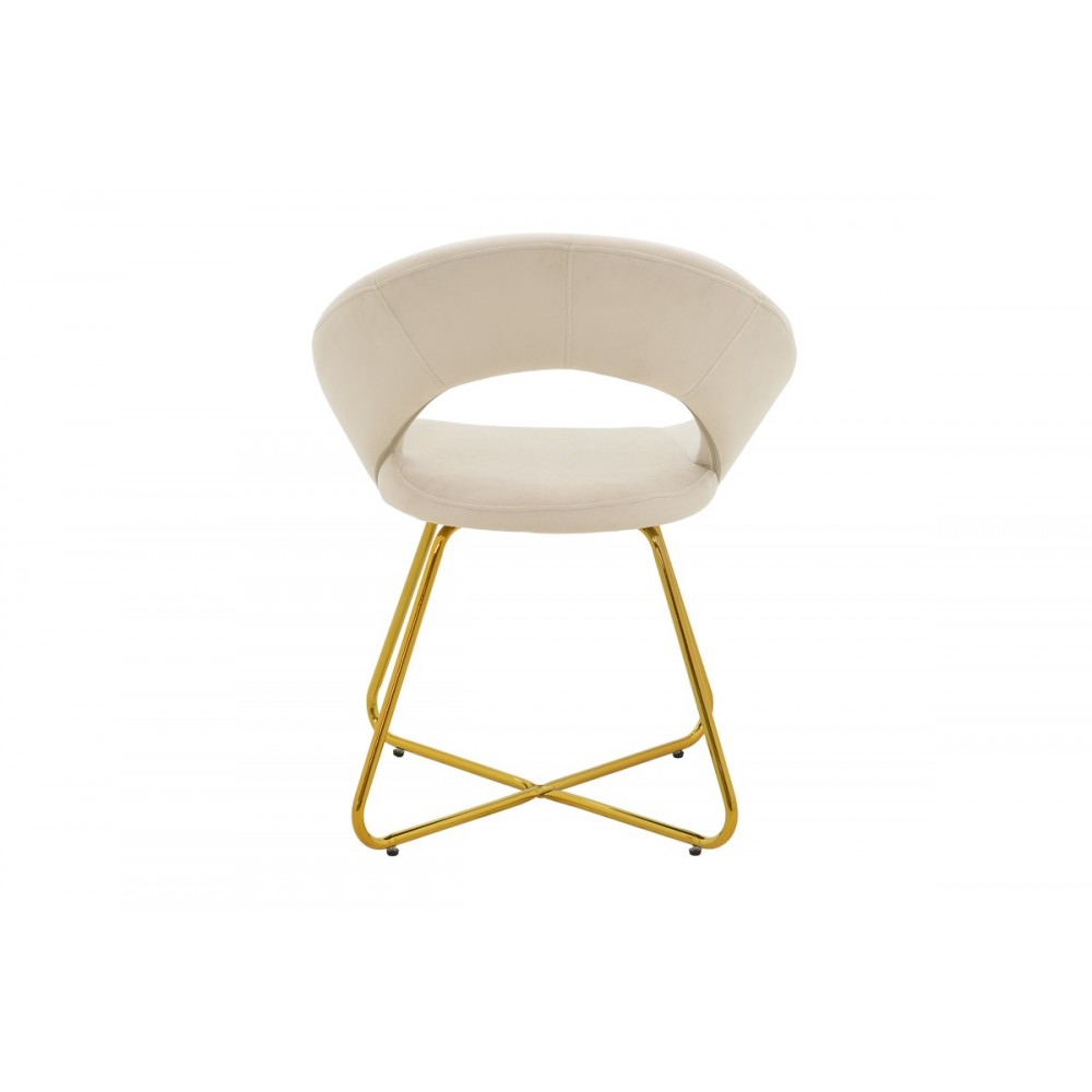 Πολυθρόνα "VALENTINA" από βελούδο/μέταλλο σε μπεζ/χρυσό χρώμα 65x60x82