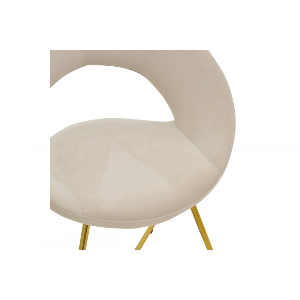 Πολυθρόνα "VALENTINA" από βελούδο/μέταλλο σε μπεζ/χρυσό χρώμα 65x60x82