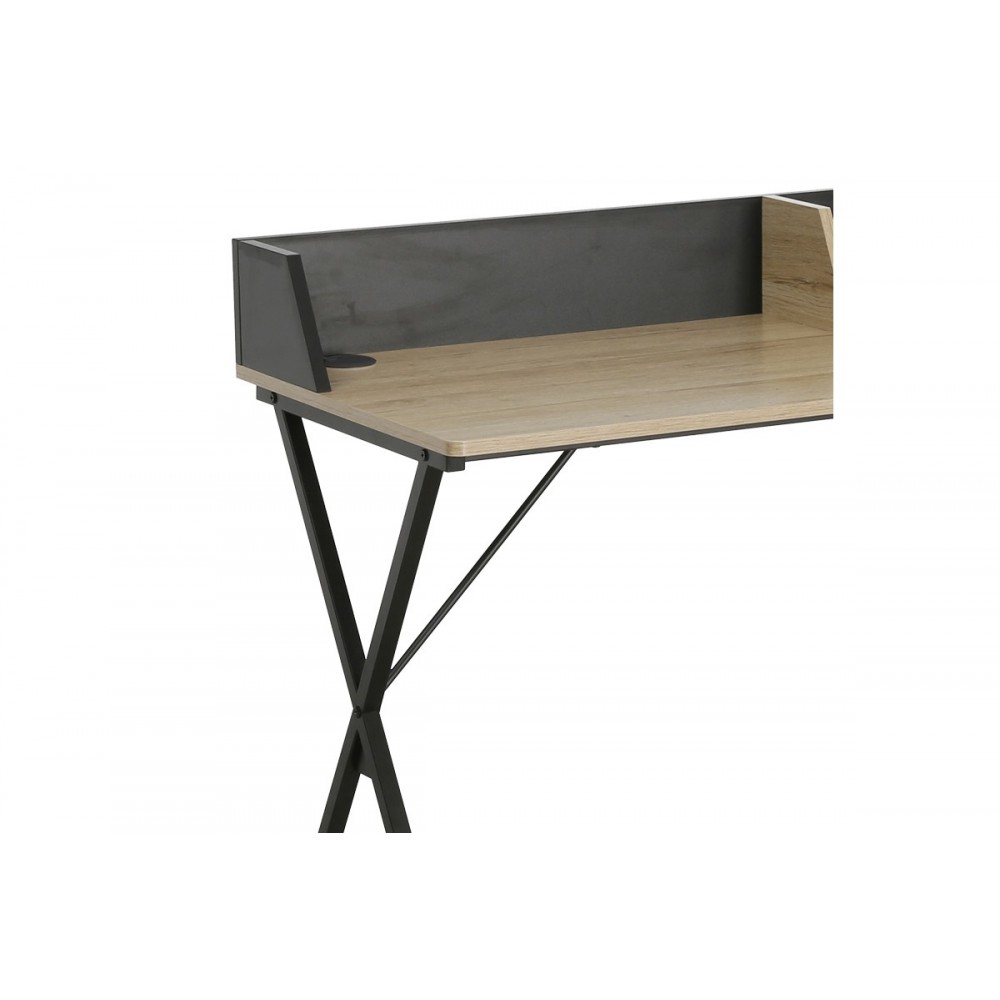 Γραφείο εργασίας "ZERVAN" από μέταλλο σε φυσικό/μαύρο χρώμα 90x50x85
