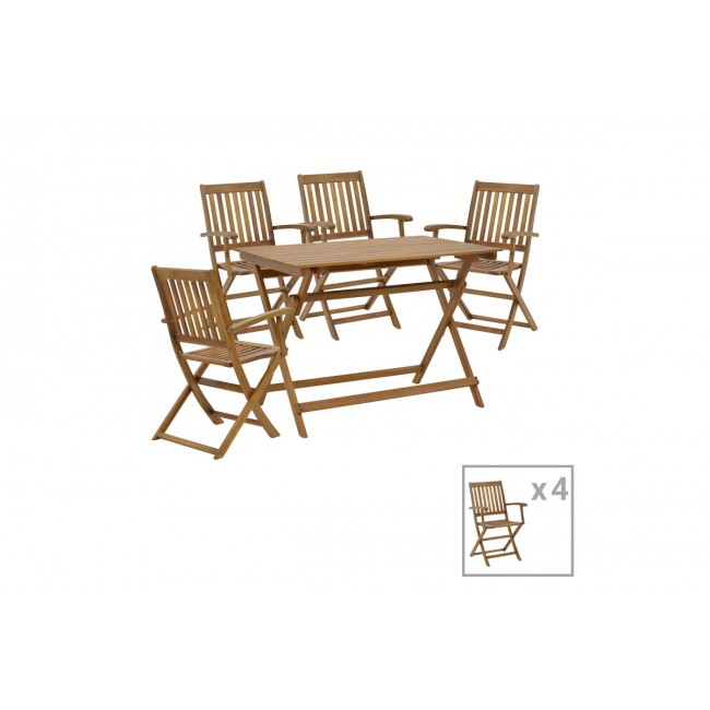 Τραπεζαρία 5τμχ "JOTER-JAYBO" πτυσσόμενο από ξύλο σε φυσικό χρώμα 100x65x72