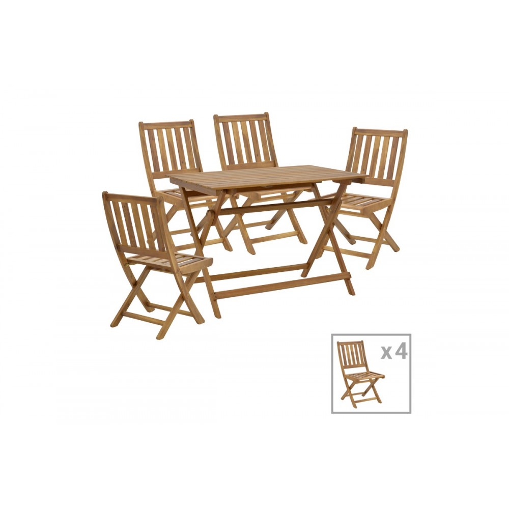 Τραπεζαρία 5τμχ "ELIJIE-JAYBO" πτυσσόμενο από ξύλο σε φυσικό χρώμα 100x65x72