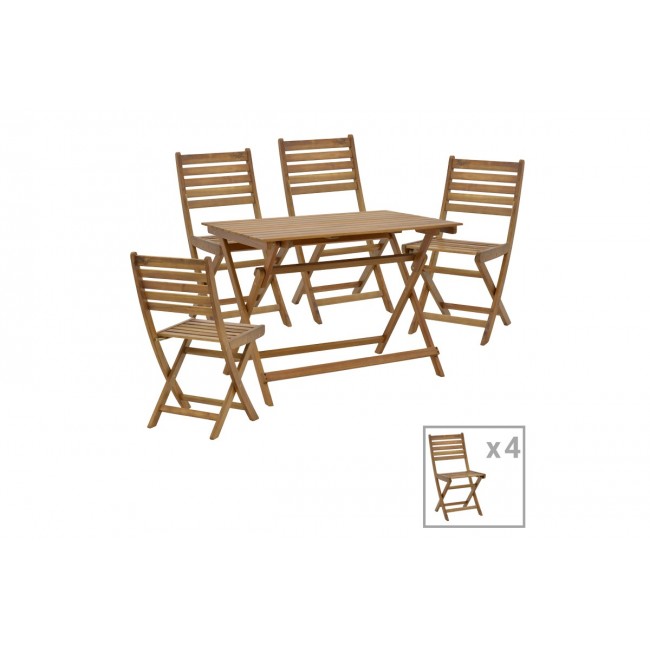 Τραπεζαρία 5τμχ "FATEL-JAYBO" πτυσσόμενο από ξύλο σε φυσικό χρώμα 100x65x72