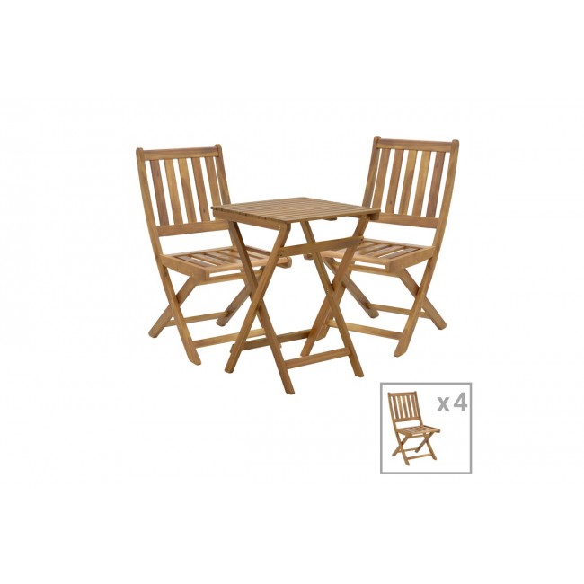 Τραπεζαρία 5τμχ "ELIJIE-LAZIO" πτυσσόμενο από ξύλο σε φυσικό χρώμα 50x50x70