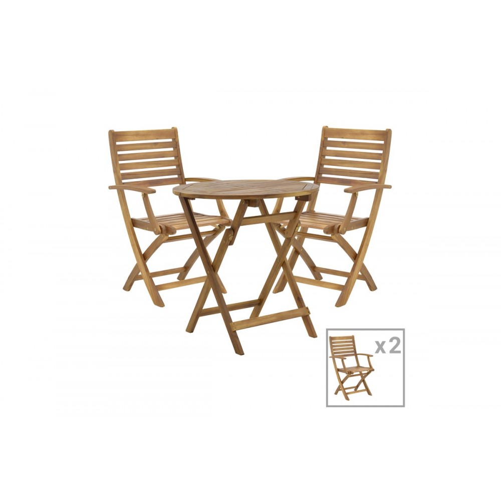 Τραπεζαρία 3τμχ "GORPO-CARPUVA" πτυσσόμενο από ξύλο σε φυσικό χρώμα Φ70x74