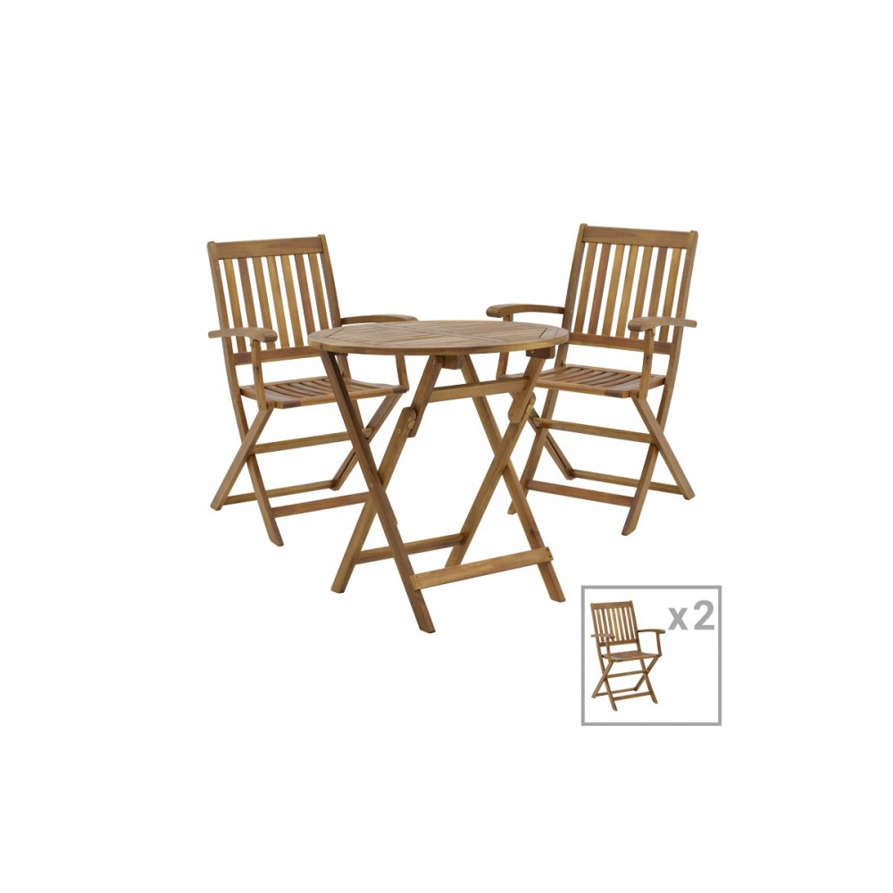 Τραπεζαρία 3τμχ "JOTER-CARPUVA" πτυσσόμενο από ξύλο σε φυσικό χρώμα Φ70x74