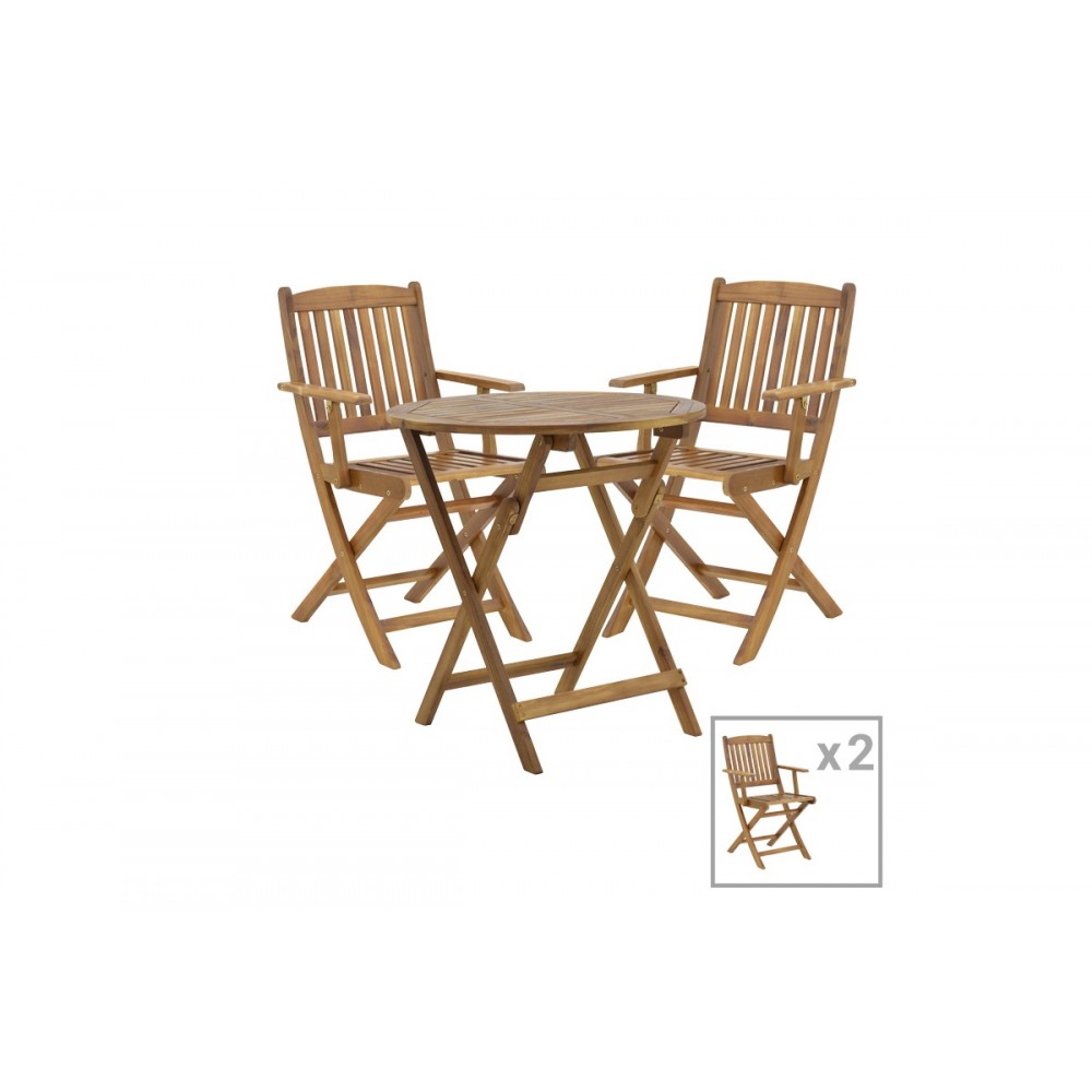 Τραπεζαρία 3τμχ "RECOFLY-CARPUVA" πτυσσόμενο από ξύλο σε φυσικό χρώμα Φ70x74