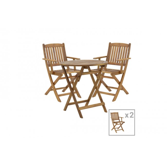 Τραπεζαρία 3τμχ "RECOFLY-CARPUVA" πτυσσόμενο από ξύλο σε φυσικό χρώμα Φ70x74