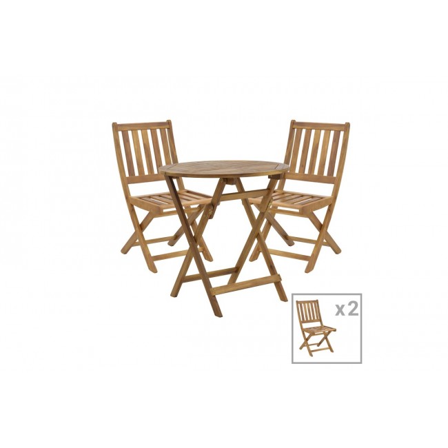 Τραπεζαρία 3τμχ "ELIJIE-CARPUVA" πτυσσόμενο από ξύλο σε φυσικό χρώμα Φ70x74