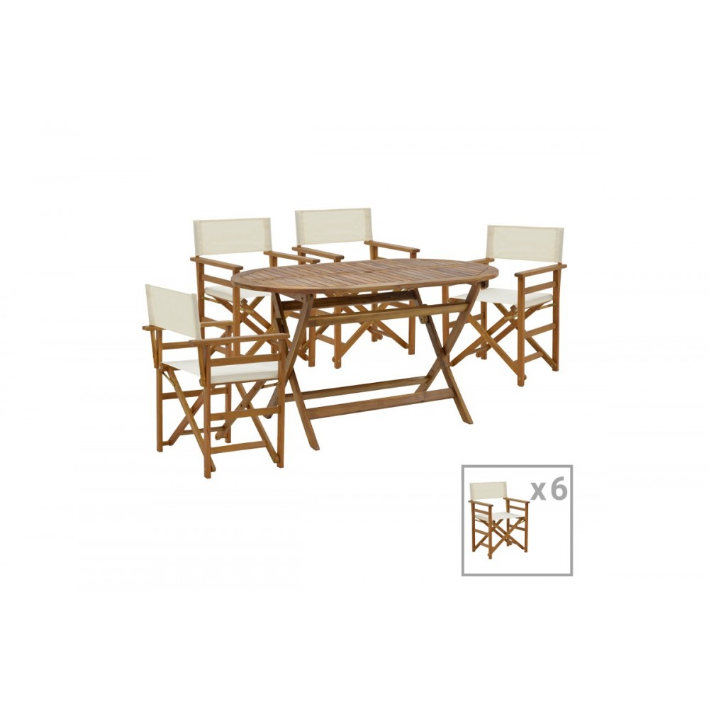 Τραπεζαρία 7τμχ "BISTRUAL-FALOV" πτυσσόμενο από ξύλο σε φυσικό χρώμα 130x80x72