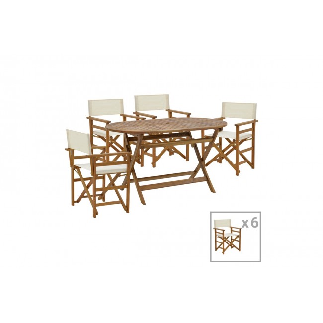 Τραπεζαρία 7τμχ "BISTRUAL-FALOV" πτυσσόμενο από ξύλο σε φυσικό χρώμα 130x80x72