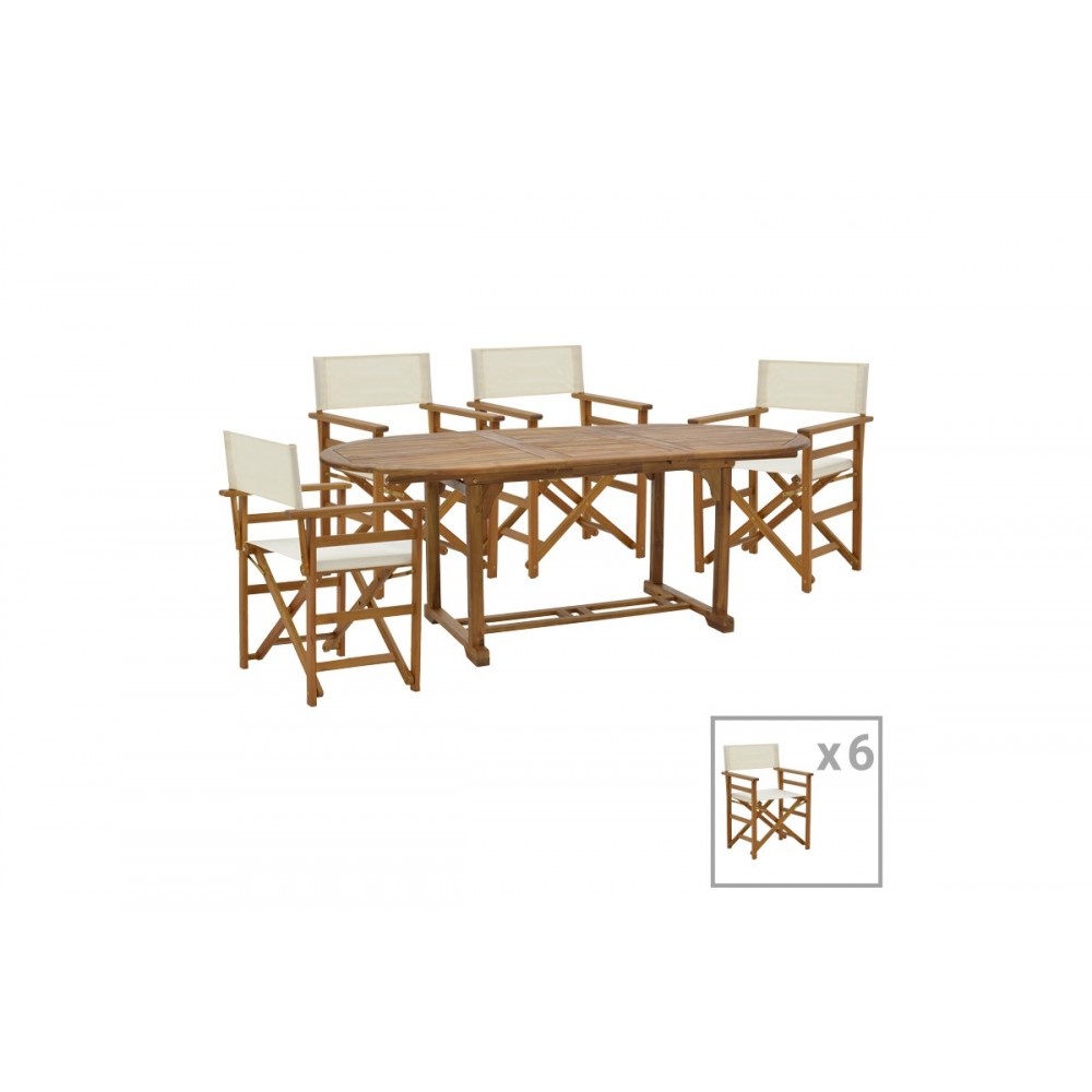 Τραπεζαρία 7τμχ "BISTRUAL-SOPHO" επεκτεινόμενο από ξύλο σε φυσικό χρώμα 200/150x100x75