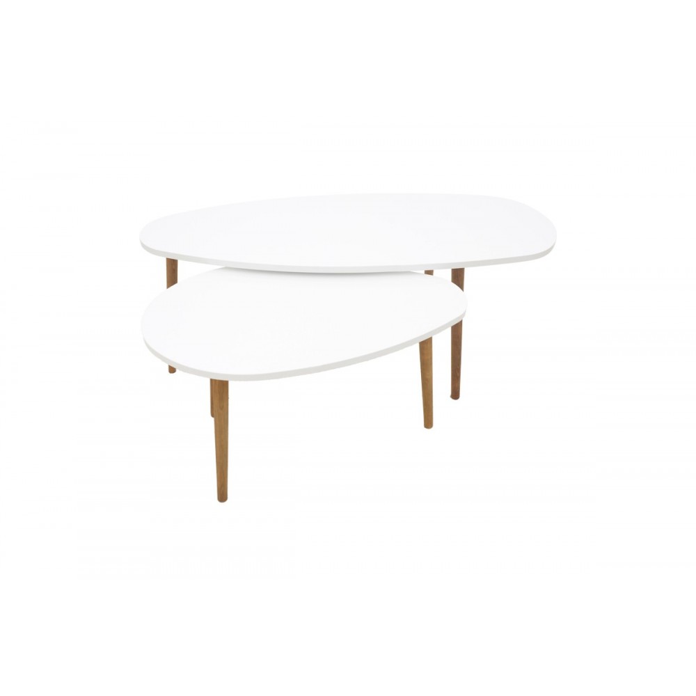 Τραπέζια σαλονιού "MONTY" σε λευκό/φυσικό χρώμα 116x46x6