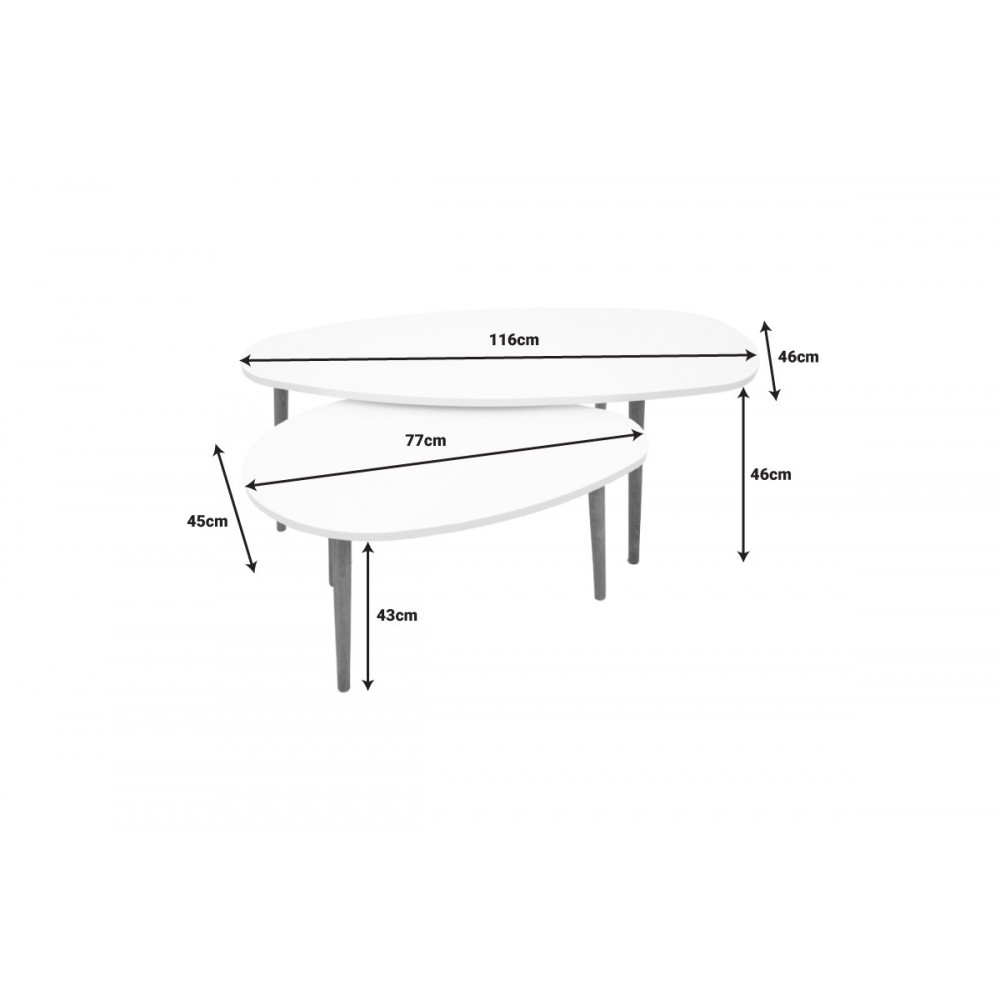 Τραπέζια σαλονιού "MONTY" σε λευκό/φυσικό χρώμα 116x46x6