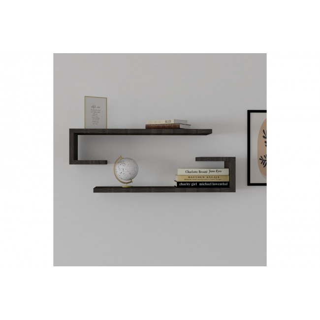 Ραφιέρα τοίχου 2τμχ "ELDO" σε μαύρο χρώμα 60x19.6x15