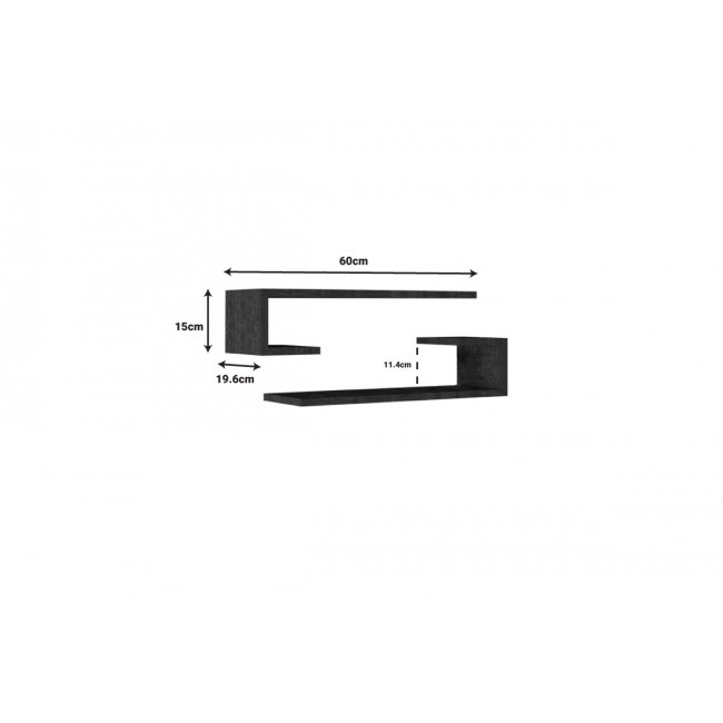 Ραφιέρα τοίχου 2τμχ "ELDO" σε φυσικό χρώμα 60x19.6x15