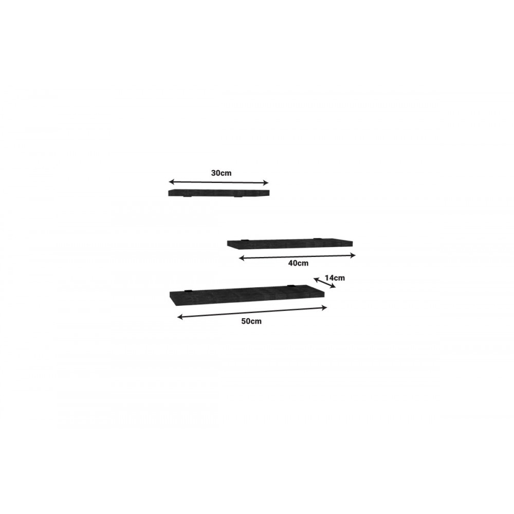 Ραφιέρα τοίχου 3τμχ "LEILA" σε λευκό χρώμα 40x14x2