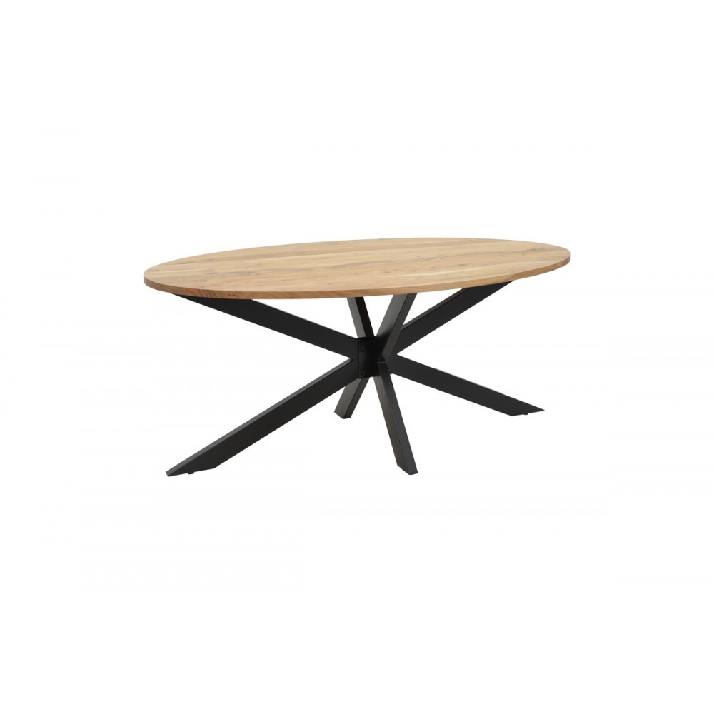 Τραπέζι "BONRE" από ξύλο/μέταλλο σε φυσικό/μαύρο χρώμα 175x96x76