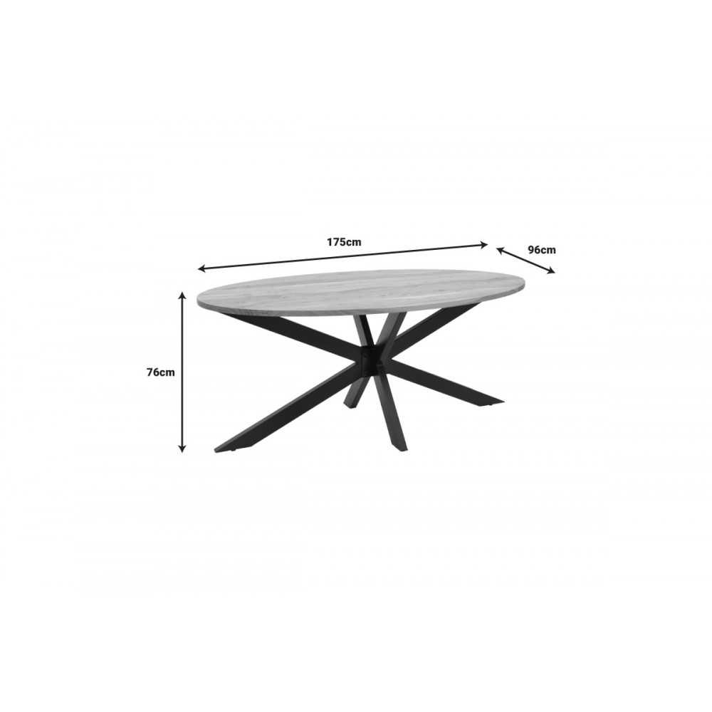 Τραπέζι "BONRE" από ξύλο/μέταλλο σε φυσικό/μαύρο χρώμα 175x96x76