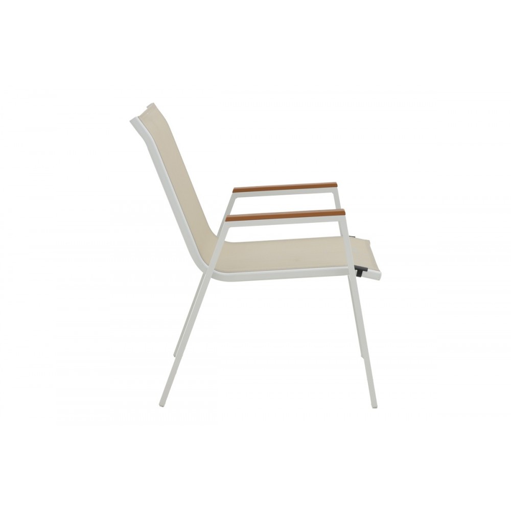 Πολυθρόνα "AZELIE" από αλουμίνιο/textilene σε μπεζ/λευκό χρώμα 77x55x9