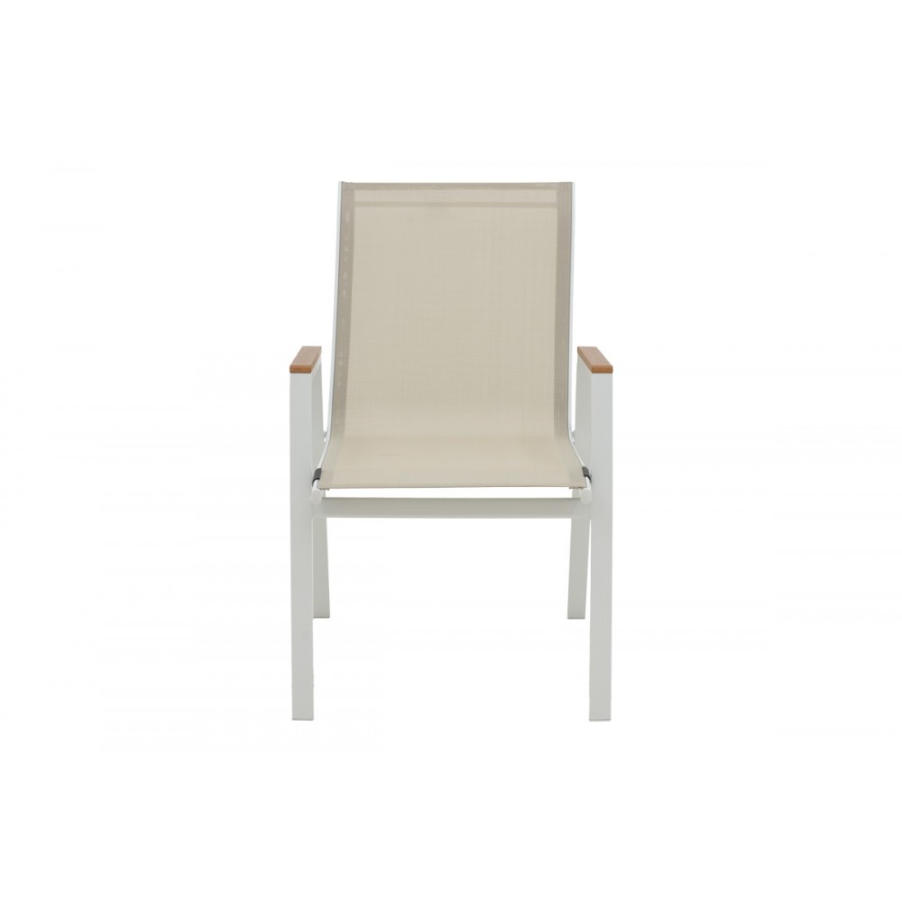 Πολυθρόνα "AZELIE" από αλουμίνιο/textilene σε μπεζ/λευκό χρώμα 77x55x9