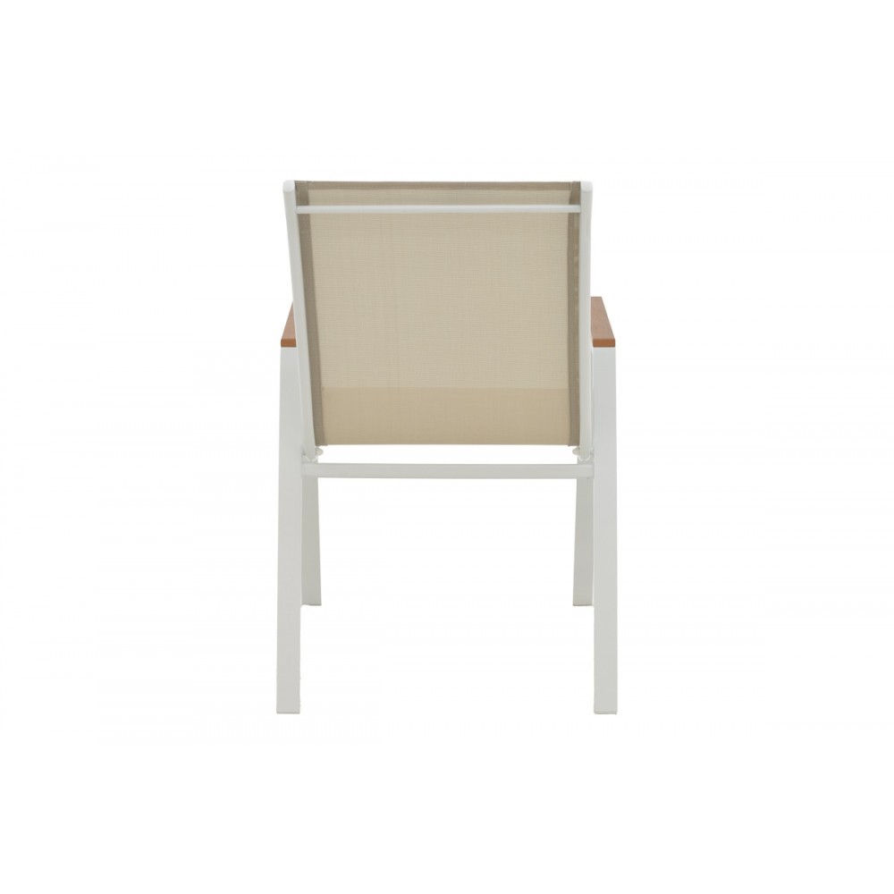 Πολυθρόνα "AZELIE" από αλουμίνιο/textilene σε μπεζ/λευκό χρώμα 77x55x9