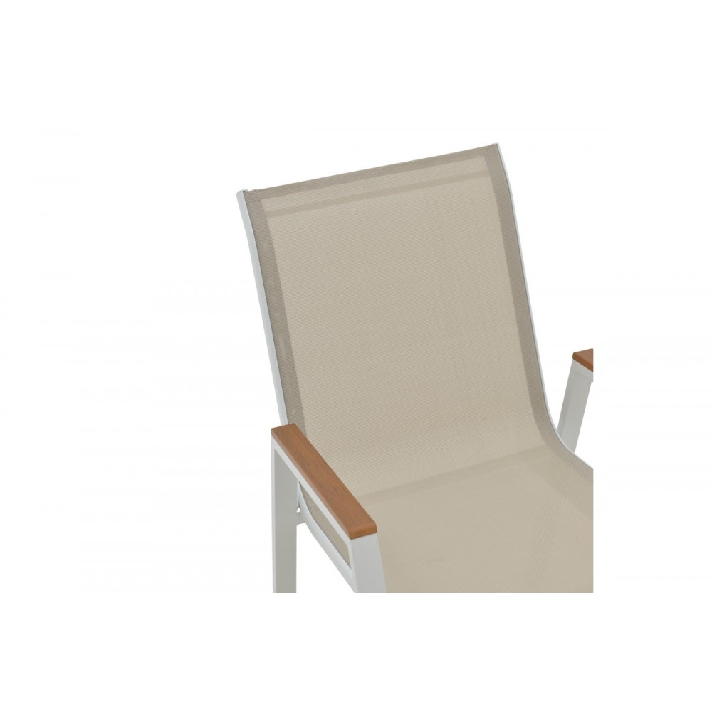 Πολυθρόνα "AZELIE" από αλουμίνιο/textilene σε μπεζ/λευκό χρώμα 77x55x9