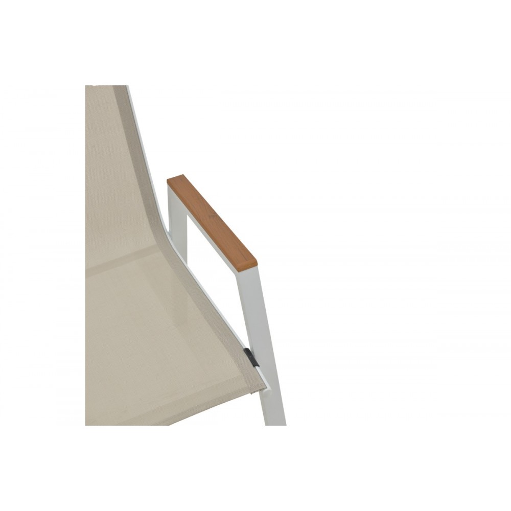 Πολυθρόνα "AZELIE" από αλουμίνιο/textilene σε μπεζ/λευκό χρώμα 77x55x9