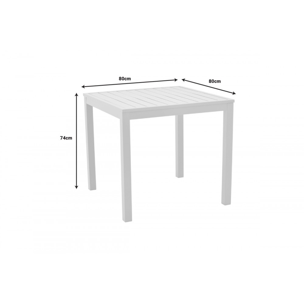 Τραπέζι "KLITON" από αλουμίνιο σε λευκό χρώμα 80x80x74